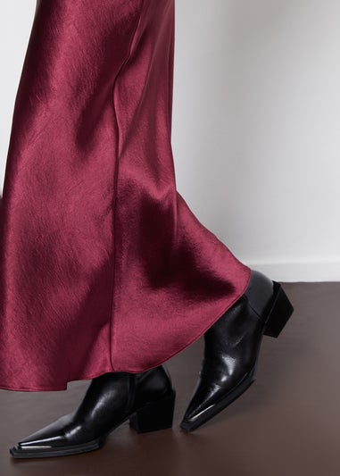 Threadbare Burgundy Ariel Satin Maxi Slip Skirt