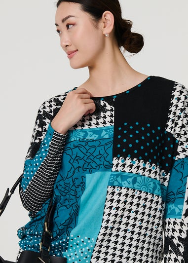 Izabel London  Patchwork Print Long Sleeve Top