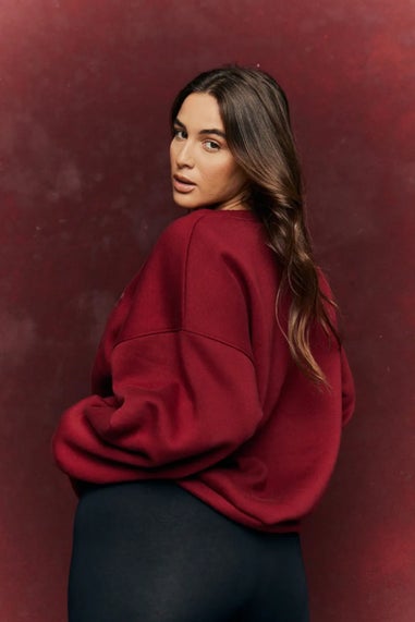 In The Style Burgundy Sport Crew Neck Sweatshirt