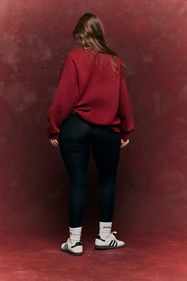 In The Style Burgundy Sport Crew Neck Sweatshirt