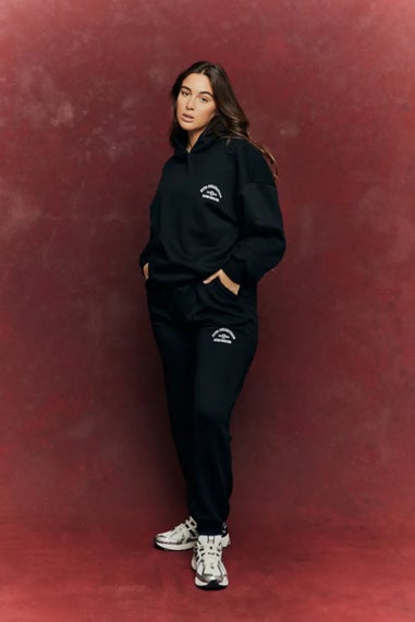 In The Style Black Fits Embroidered Co-Ord Sweatshirt