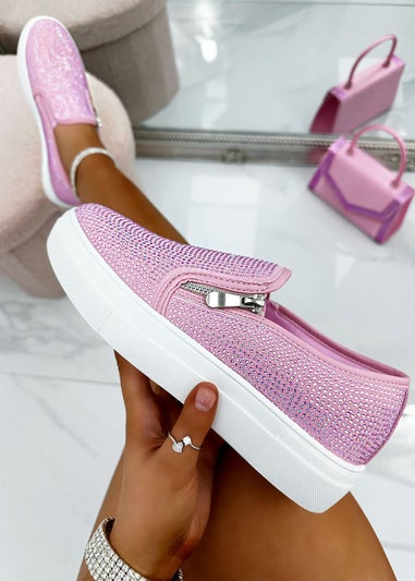 Love Lemonade Pink Crystal Deluxe Zip Pumps Limited Edition Trainers