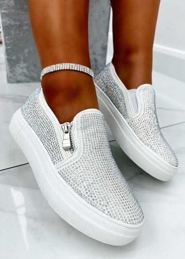 Love Lemonade White Crystal Deluxe Zip Pumps Limited Edition Trainers