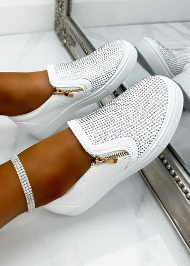 Love Lemonade White Crystal Deluxe Zip Pumps Limited Edition Trainers