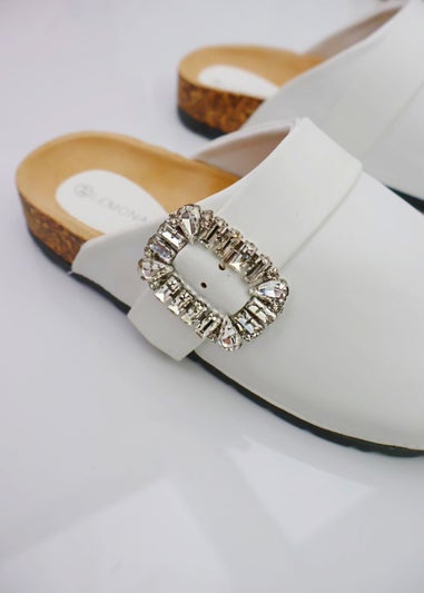 Love Lemonade White Crystal Buckle Clogs