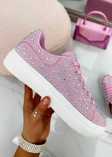 Love Lemonade Pink Crystal Energy Rhinestone Trainers