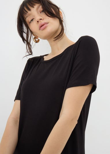 Papaya Petite Black Midi T-Shirt Dress