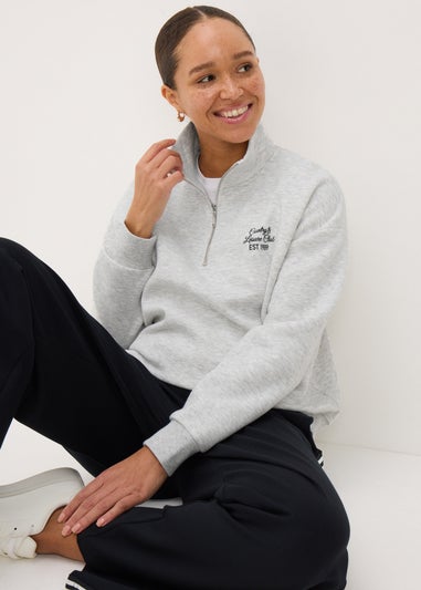 Grey Leisure Club Half Zip Sweatshirt