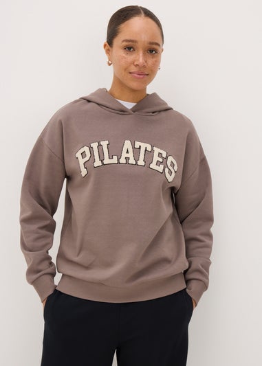 Brown Pilates Appliqué Hoodie