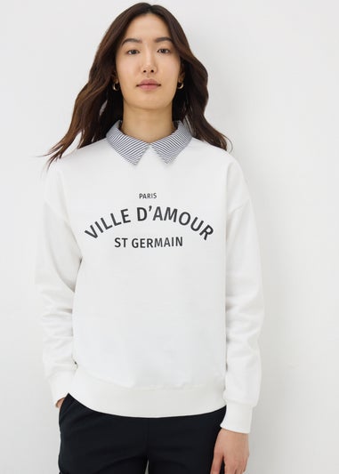 Ecru St Germain Collared Sweatshirt