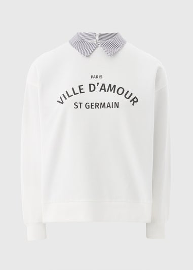 Ecru St Germain Collared Sweatshirt