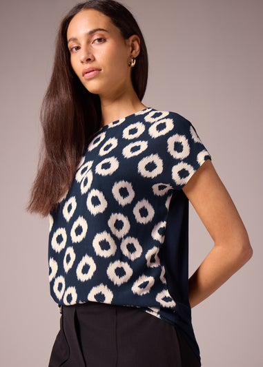 Et Vous Navy Scratch Jersey Back Top