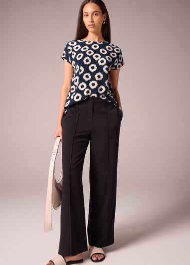 Et Vous Navy Scratch Jersey Back Top