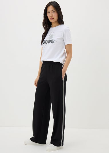 Black Side Stripe Wide Leg Trousers