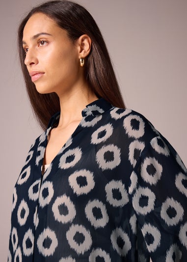 Et Vous Navy Scratch Spot Blouse