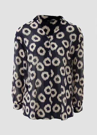 Et Vous Navy Scratch Spot Blouse