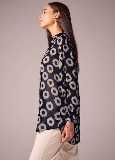 Et Vous Navy Scratch Spot Blouse
