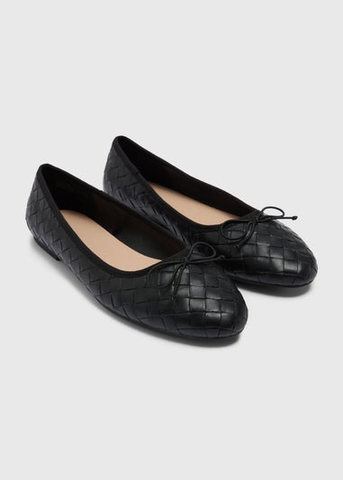 Black Weave Ballet Flats
