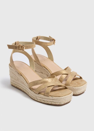 Gold Espadrille Wedge Sandals