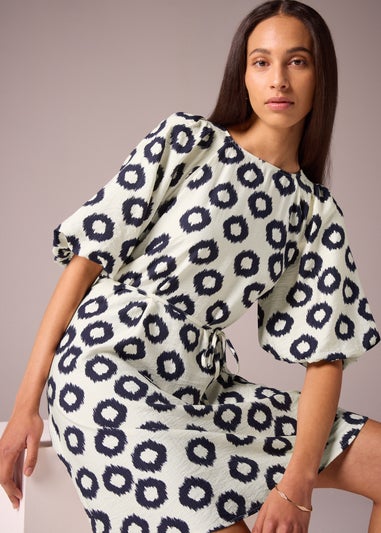 Et Vous Navy Scratch Puff Sleeve Dress