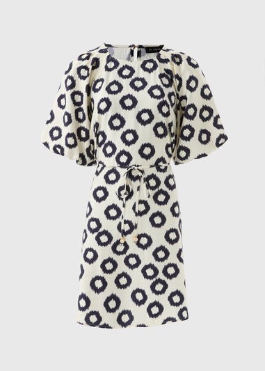 Et Vous Navy Scratch Puff Sleeve Dress
