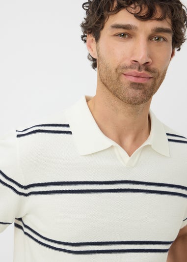 White Reverse Stripe Polo Shirt