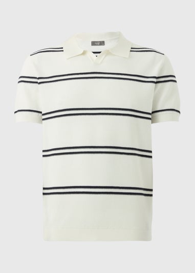 White Reverse Stripe Polo Shirt