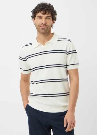 White Reverse Stripe Polo Shirt