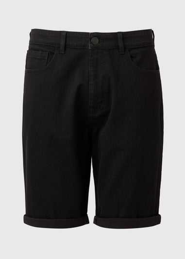 Black Stretch Denim Shorts