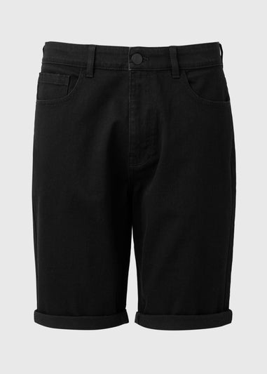 Black Stretch Denim Shorts