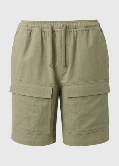 Sage Green Textured Pocket Shorts