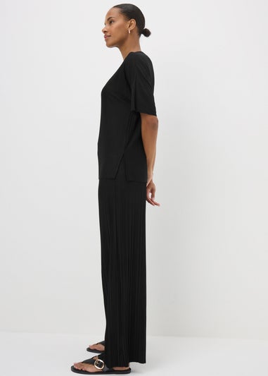 Black Plisse Co Ord Trousers