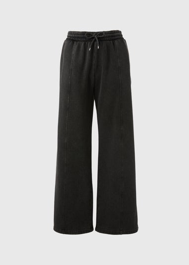 Charcoal Grey Acid Wash Wide Leg Jogging Bottoms