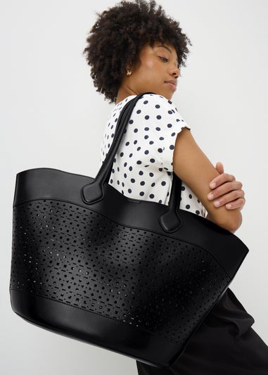 Black Cut Out Winged Tote