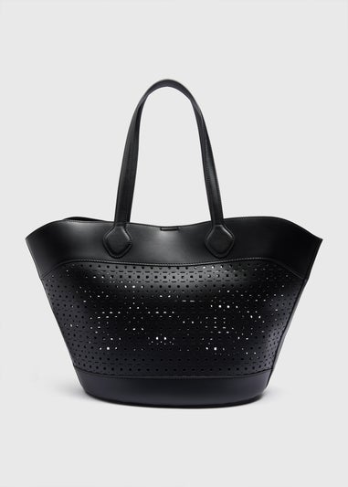 Black Cut Out Winged Tote