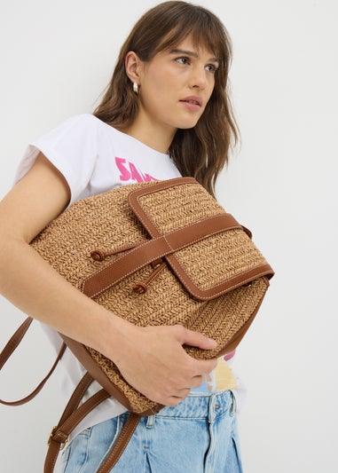 Natural Straw Backpack