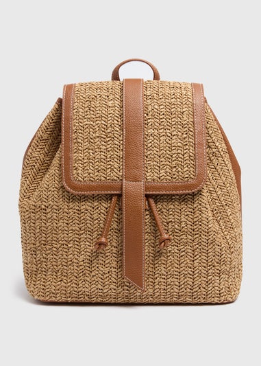 Natural Straw Backpack