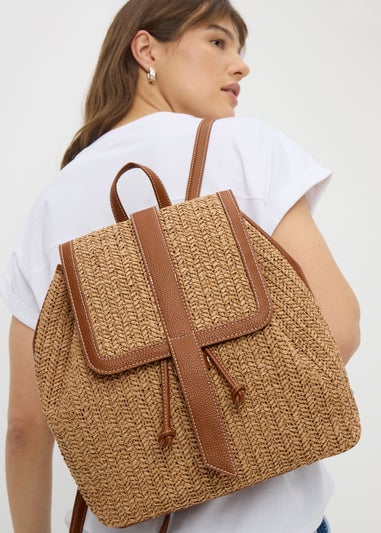 Natural Straw Backpack