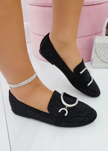 Love Lemonade Black Crystal Imperial Suede Loafers