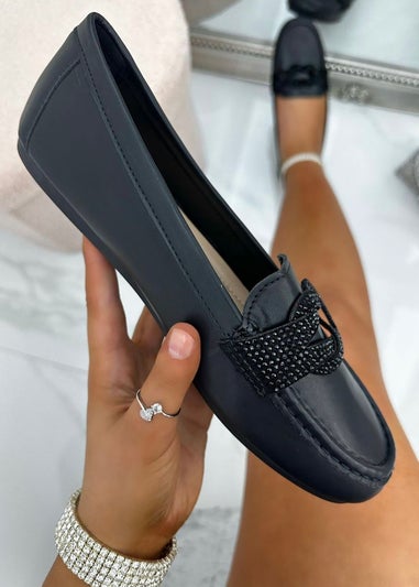 Love Lemonade Black Sparkly Infinity Loafers