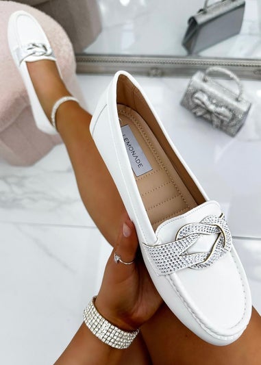 Love Lemonade White Sparkly Infinity Loafers