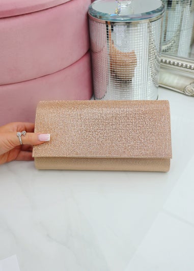 Love Lemonade Rose Gold Crystal Sparkle Clutch Bag