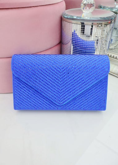 Love Lemonade Blue Crystal Glam Envelope Clutch Bag