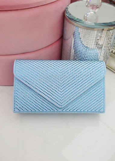 Love Lemonade Light Blue Crystal Glam Envelope Clutch Bag