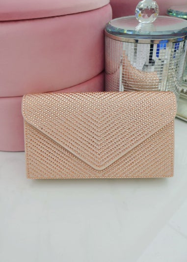 Love Lemonade Nude Crystal Glam Envelope Clutch Bag