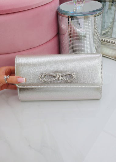 Love Lemonade Silver Crystal Sassy Bow Bag