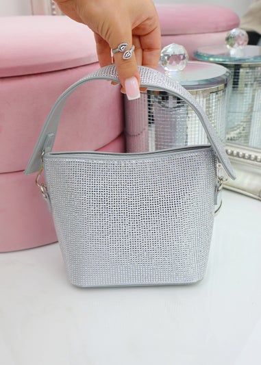 Love Lemonade Silver Crystal Rhinestone Mini Tote Bag