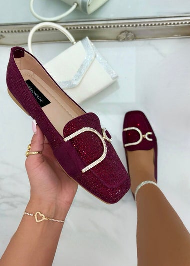 Love Lemonade Burgundy Crystal Imperial Suede Loafers Limited Edition