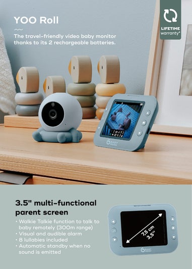 Babymoov Blue Yoo Roll Wire Free Baby Video Monitor