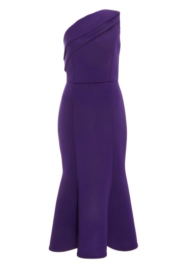 Quiz Purple One Shoulder Peplum Midi Dress